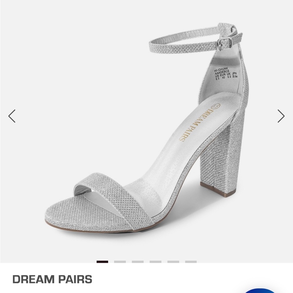 Dream Pairs Women's Silver Block Chunky Heel Sandals